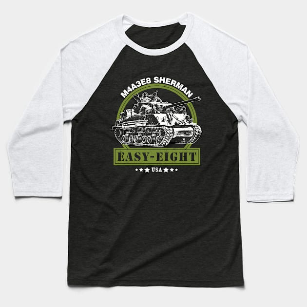 M4A3E8 Sherman WW2 Tank Baseball T-Shirt by rycotokyo81